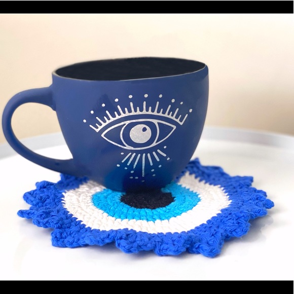 Set of 6Pcs Coasters 🧿 Eye-Evil Crocheted Table Decor - Brand New - Picture 2 of 5